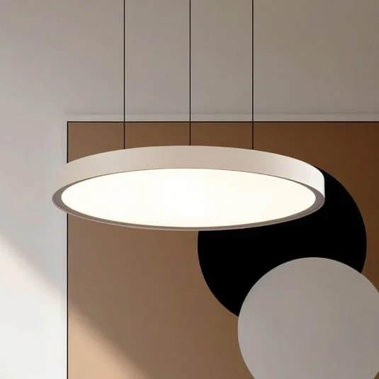 lámpara colgante LED Denver, Ø 49 cm, color beige, metal