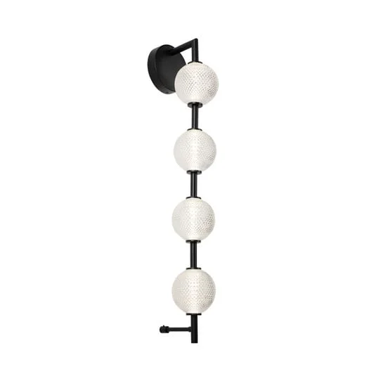 Aplique de pared LED Abeona, altura 72 cm, negro, metal, 4 luces.