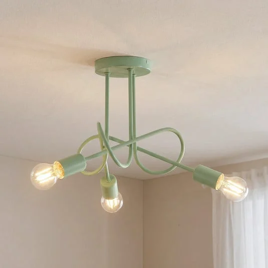 Plafón Oxford, verde, metal, 3 luces, E27