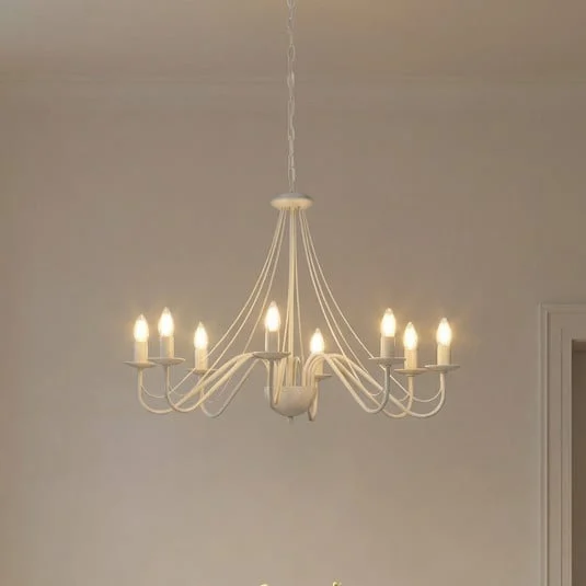 Lámpara de araña Malbo, blanca, metal, 8 luces, E14