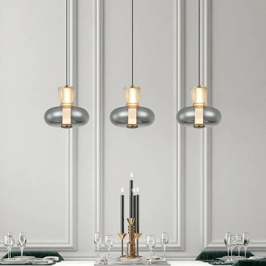 lámpara colgante LED Sire, longitud 92 cm, cristal ahumado/bronce, 3 luces.