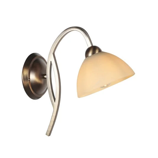 Aplique de pared Anthea, bronce, crema, metal, vidrio, E27