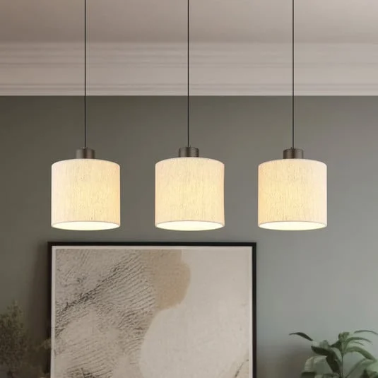 lámpara colgante LED Thea, longitud 74 cm, 3 luces, crema/negro mate