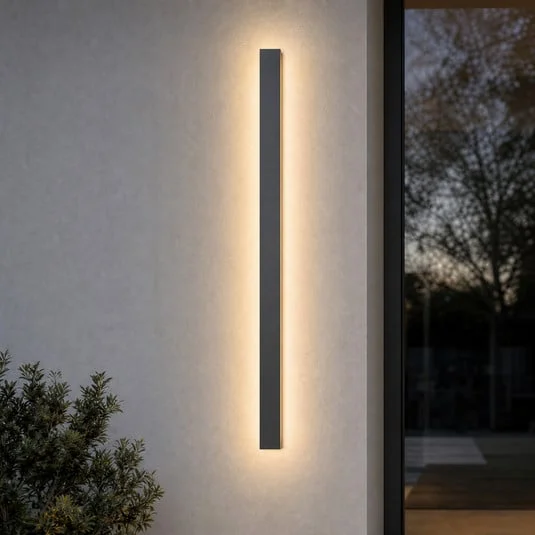 Aplique de pared LED Lucande Lengo, 100 cm, antracita, luz hacia arriba/abajo,