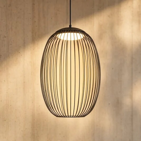 Lampára colgante exterior LED Lucande Richi, negra, 40 cm, atenuable