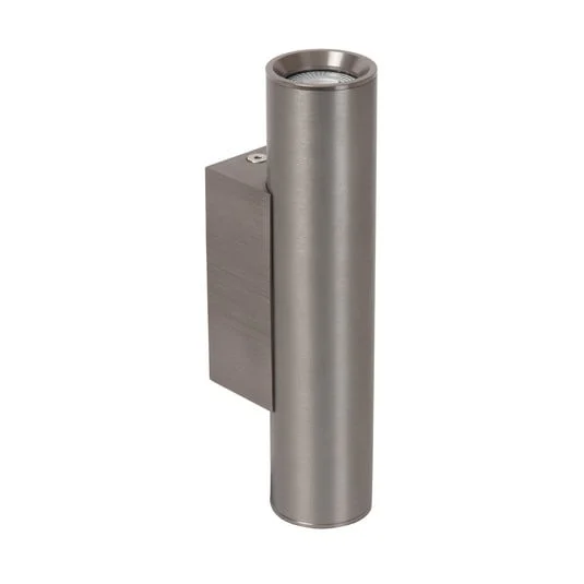 Foco de pared Dupla, gris, altura 18 cm, metal, 2 luces.