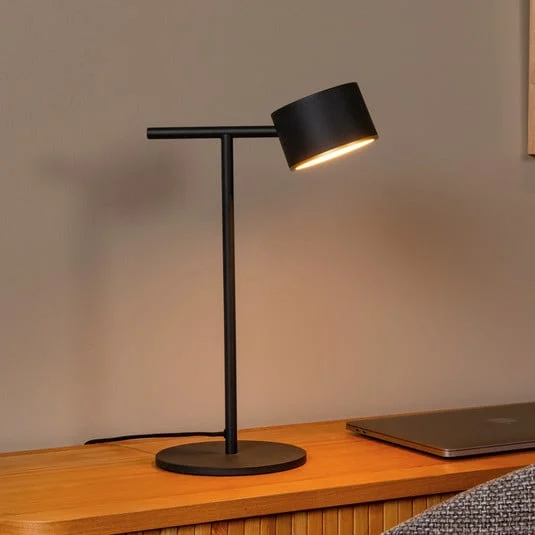 lámpara de mesa LED Gian, negra, altura 40 cm, metal