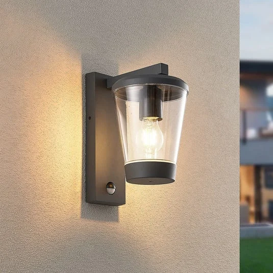 Aplique de exterior con sensor CAVADO, antracita, altura 28 cm, IP44