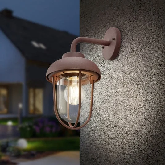 Aplique para exterior DUERO, color óxido Altura 33 cm Metal/vidrio IP44