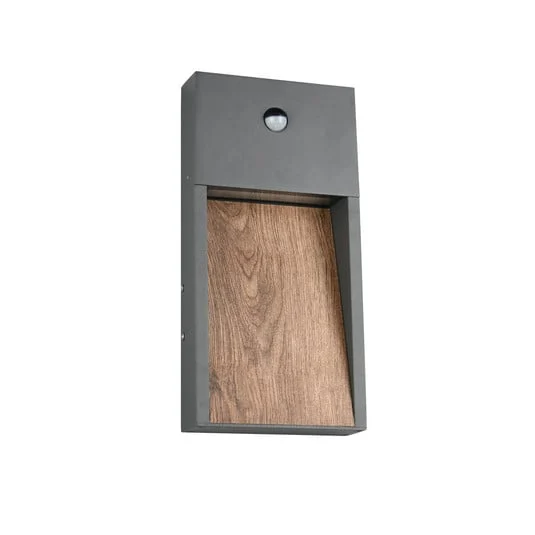 Aplique LED para exterior SALMON, aspecto de madera, altura 33 cm, IP44
