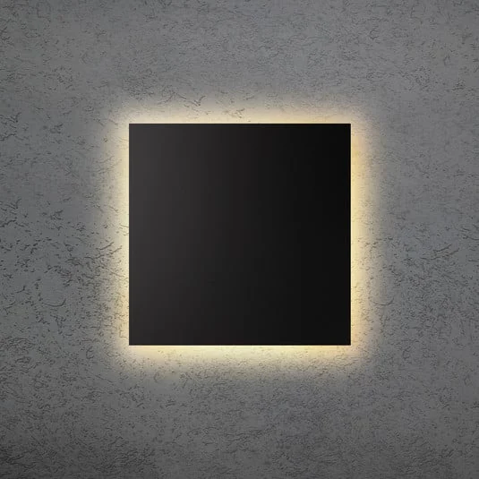 Aplique de pared LED BLADE Q, negra, 34 x 34 cm, metal, atenuable