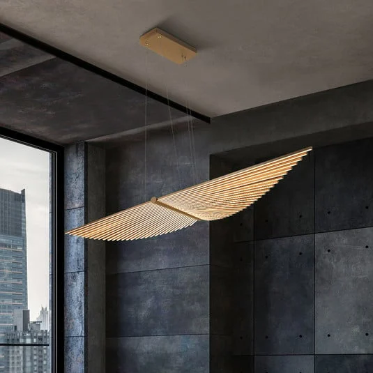 Lámpara colgante LED SERAPH, dorado cepillado, longitud 105 cm, metal