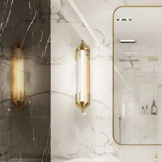 Aplique de pared LED ESPADA dorado cepillado Ancho 70 cm Metal IP44