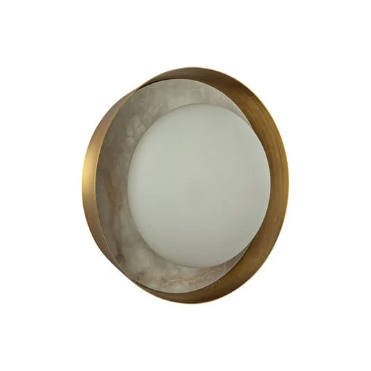 Aplique de pared LED ALONSO, latón, Ø 22 cm Metal/vidrio/alabastro