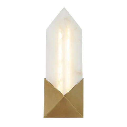 Aplique de pared LED CAESAR, latón antiguo, altura 31 cm Metal/Alabastro