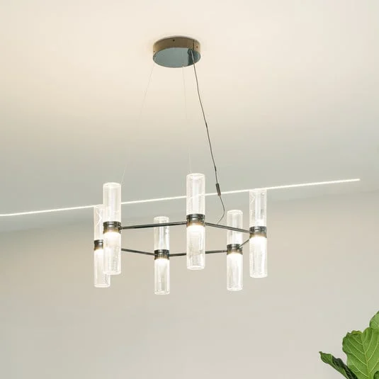 Lámpara colgante LED Artemide Zephyr Exagonal negra, Ø 77 cm