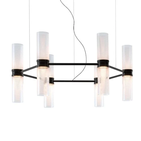 lámpara colgante LED Artemide Zephyr Exagonal negra Ø 77 cm, aplicación