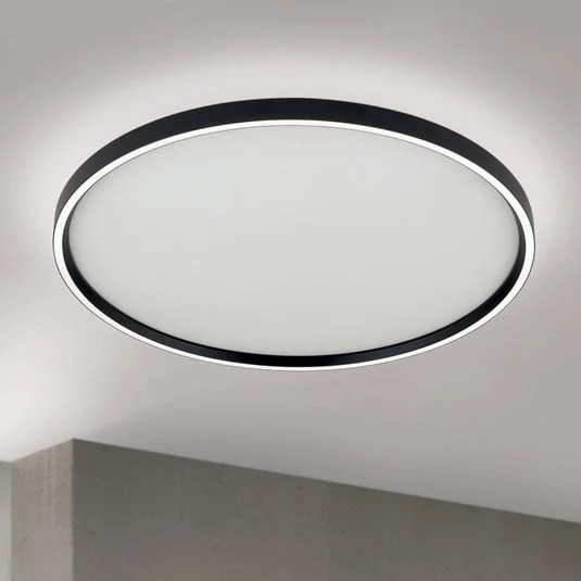 Plafón LED Masca, negro, Ø 60 cm, CCT, metal, atenuable