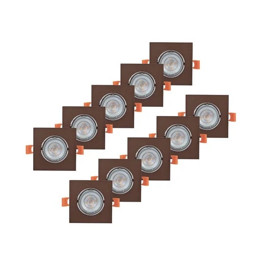 Lámpara empotrable PRIOS Fibur, bronce mate, 9 cm, GU10, 10 unidades