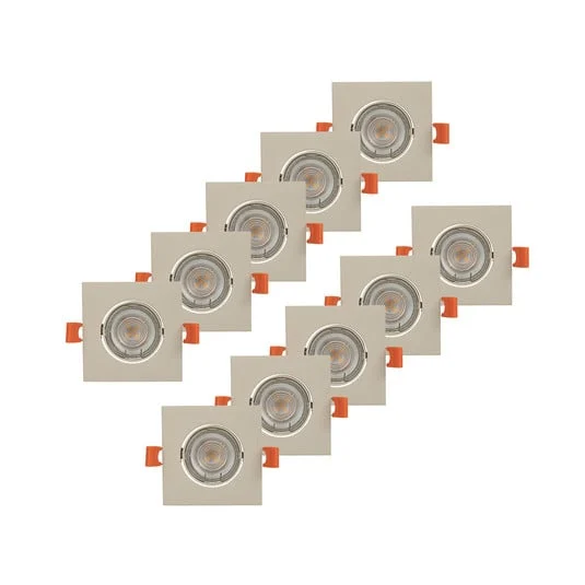 Lámpara empotrable PRIOS Fibur, beige, 9 cm, GU10, paquete de 10
