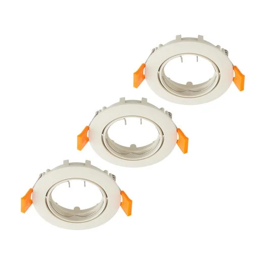 Lámpara de techo empotrable PRIOS Fibur, beige, zinc, Ø 8,2 cm, juego de 3