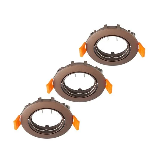 Lámpara de techo empotrable PRIOS Fibur, bronce, zinc, Ø 8,2 cm, juego de 3