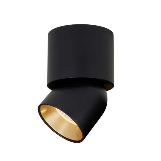 Downlight LED SLC CUP, negro/dorado, 927, Ø 7,5 cm, atenuable