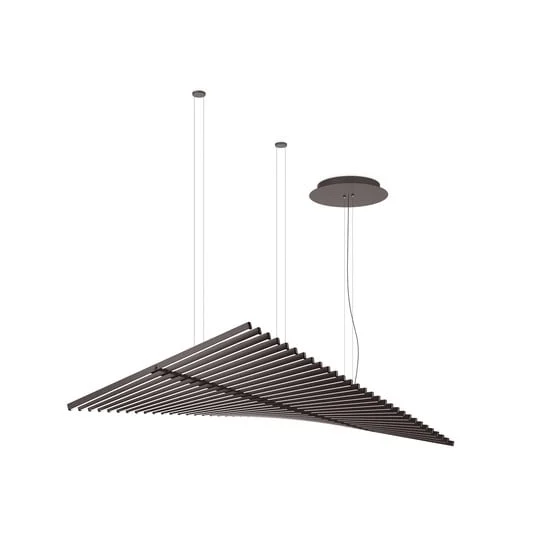 Lámpara colgante LED RHYTHM de Vibia, marrón grisáceo, 199 x 87 cm, atenuable
