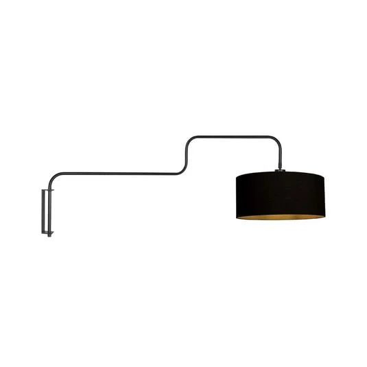 Aplique de pared Bloeba, negro y dorado, saliente 140 cm, chintz