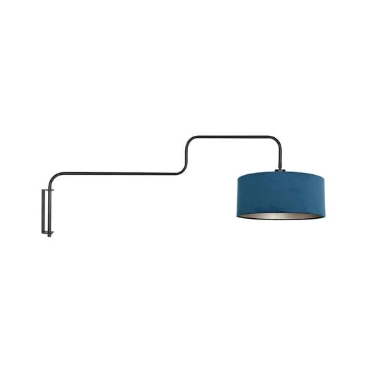 Aplique de pared Bloeba, negro/azul, saliente 140 cm, terciopelo