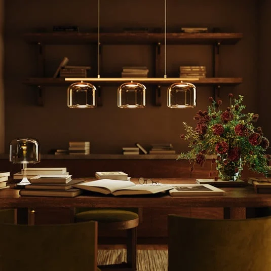 Lámpara colgante LED Spirito de Maytoni, 3 luces, color dorado, atenuable