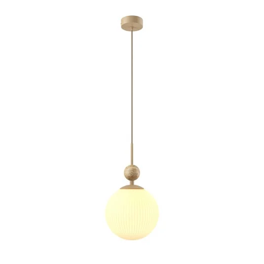 Lámpara colgante Maytoni Tavo, beige, travertino/vidrio, Ø 20 cm