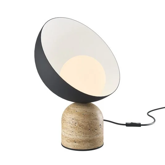 Lámpara de mesa Maytoni Tavo, negra, piedra/vidrio, altura 33 cm