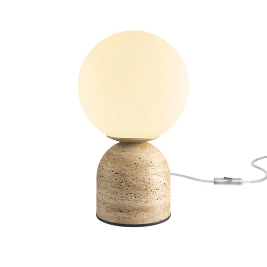 Lámpara de mesa Maytoni Tavo, beige, piedra/vidrio, altura 25 cm