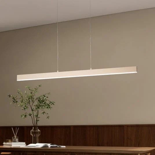 Lámpara colgante LED Silvano, arena, longitud 115 cm, CCT, regulador táctil
