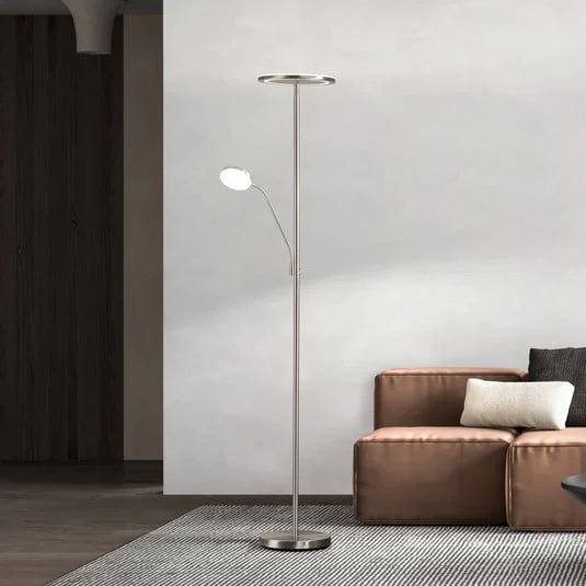 Lámpara de pie LED Sorento níquel Altura 182 cm 2 luces CCT Touchdim