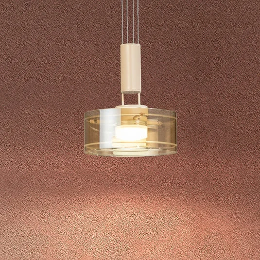 Lámpara colgante LED LAVIN, arena/ámbar, Ø 19 cm, metal/vidrio atenuable