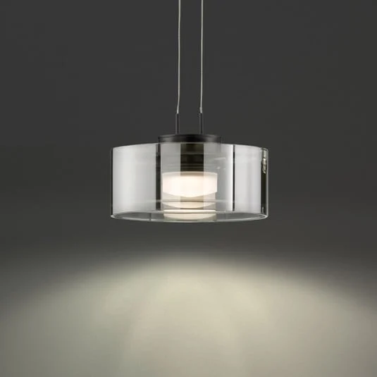 Lámpara colgante LED LAVIN, negro/humo, Ø 20 cm metal/vidrio atenuable