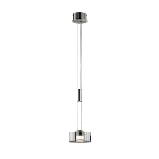Lámpara colgante LED LAVIN, níquel/humo, Ø 20 cm, metal/vidrio atenuable
