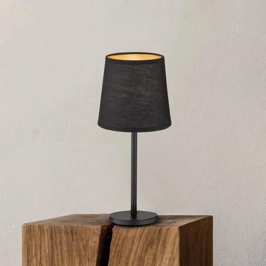 Lámpara de mesa Rimini, negra, textil, altura 30 cm, E14
