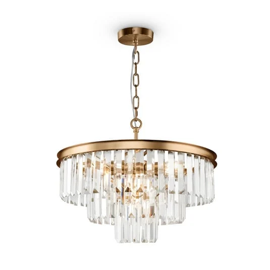 Lámpara colgante Maytoni Revero, latón, cristal, Ø 50 cm