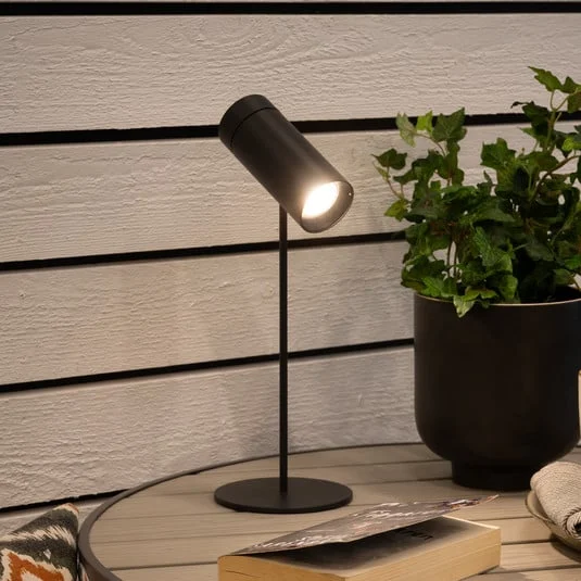 Lámpara de mesa LED recargable Multi, negra, altura 30 cm, IP54