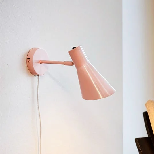 Aplique de pared Dyberg Larsen DL12, rosa, cable, E27, metal