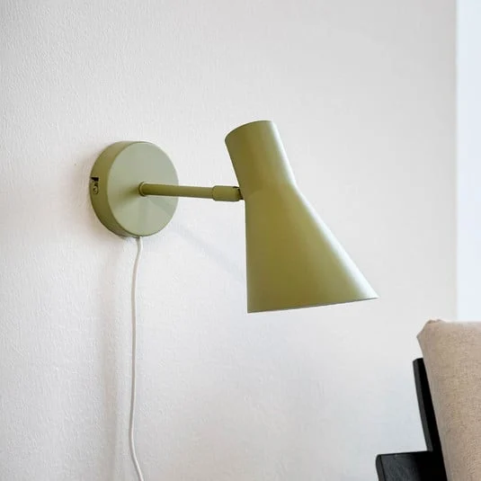 Aplique de pared Dyberg Larsen DL12, verde, cable, E27, metal