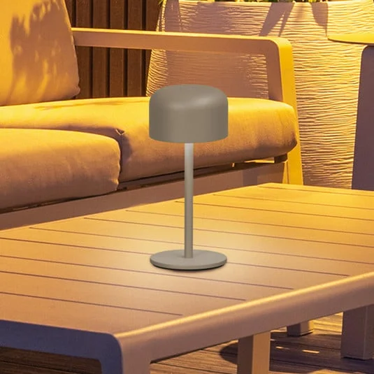 Lámpara de mesa LED recargable Finley gris-marrón Altura 22 cm Metal IP54