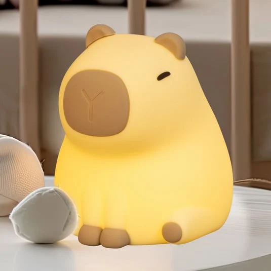 Linterna LED recargable Piggy, marrón, altura 12 cm, silicona