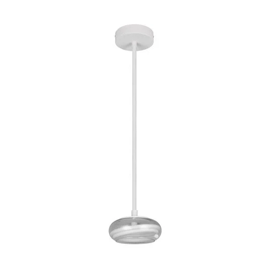 Lámpara colgante LED Tarsia, blanco mate, Ø 21 cm, cristal