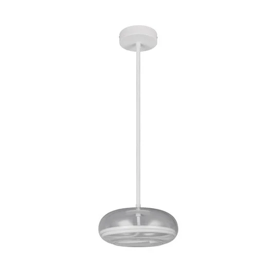 Lámpara colgante LED Tarsia, blanco mate, Ø 40 cm, cristal