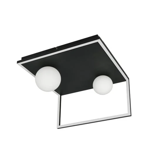 Plafón LED Arola, negro mate, ancho 37 cm, metal