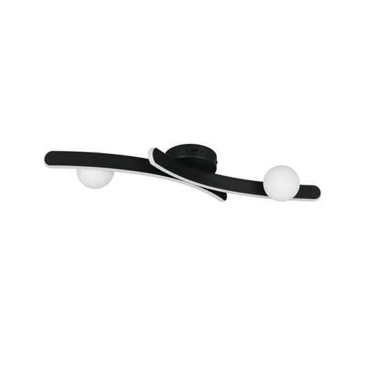 Plafón LED Napoli, negro mate, longitud 70 cm, metal